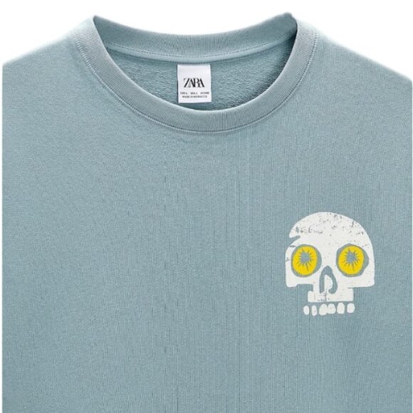 ZARA SKULL PRINT SWEATSHIRT LIGHT BLUE | 0495/417 - Picture 5 of 5